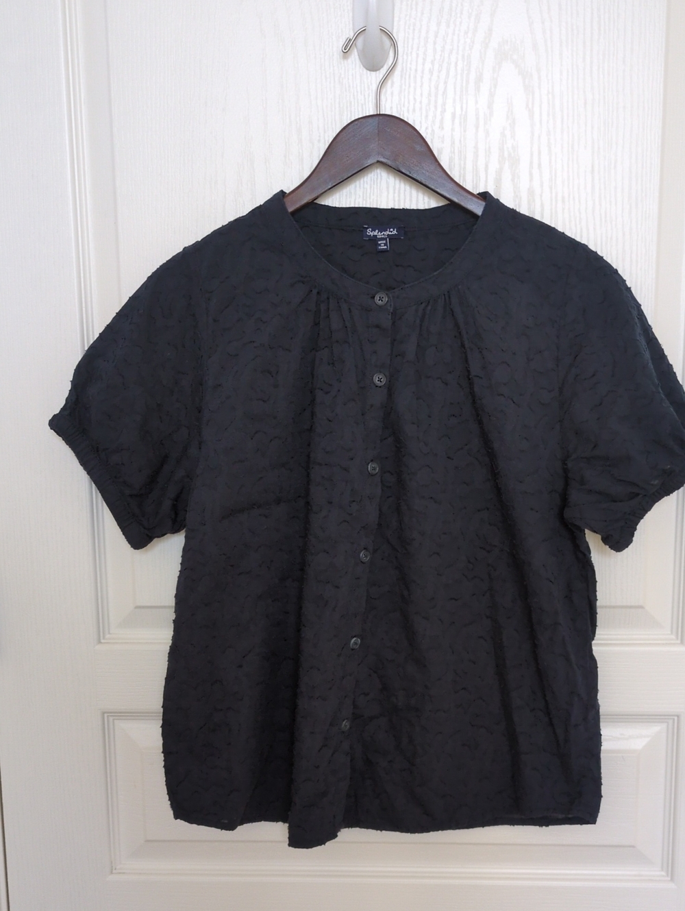 Splendid Navy Short-Sleeve Textured Button-Front Shirt